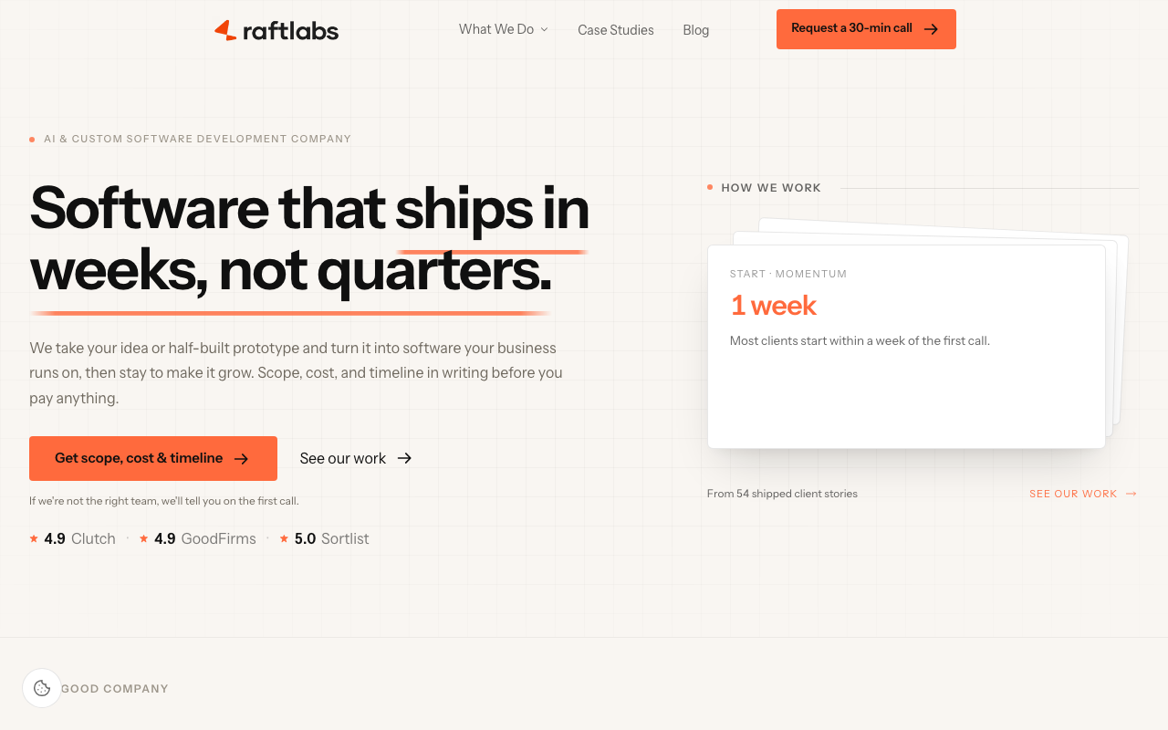 RaftLabs homepage