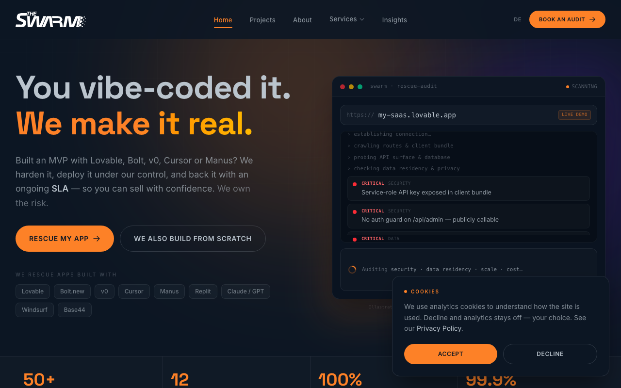 The Swarm homepage