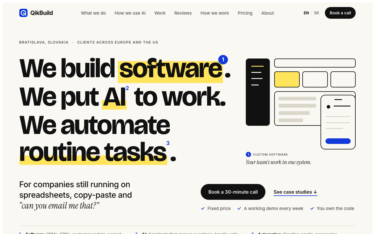QikBuild homepage