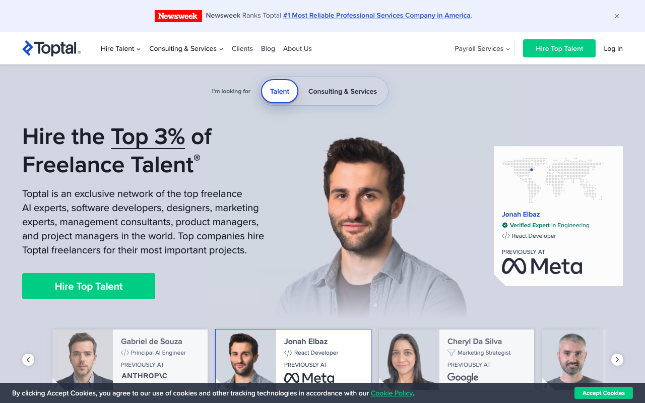 Toptal homepage