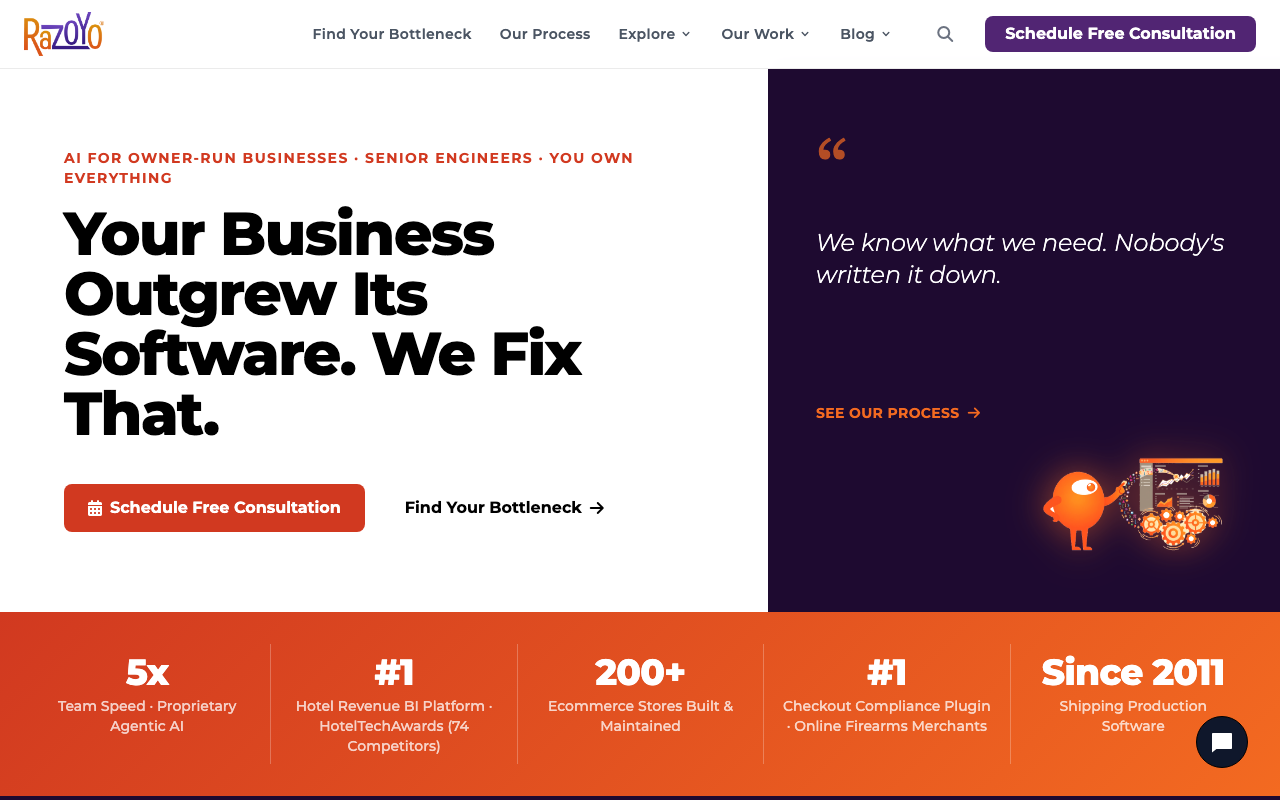Razoyo homepage
