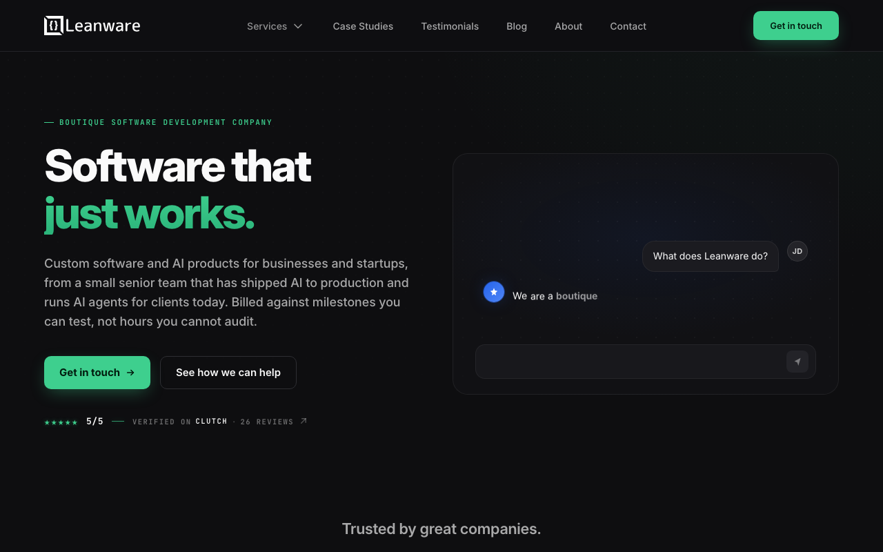 Leanware homepage