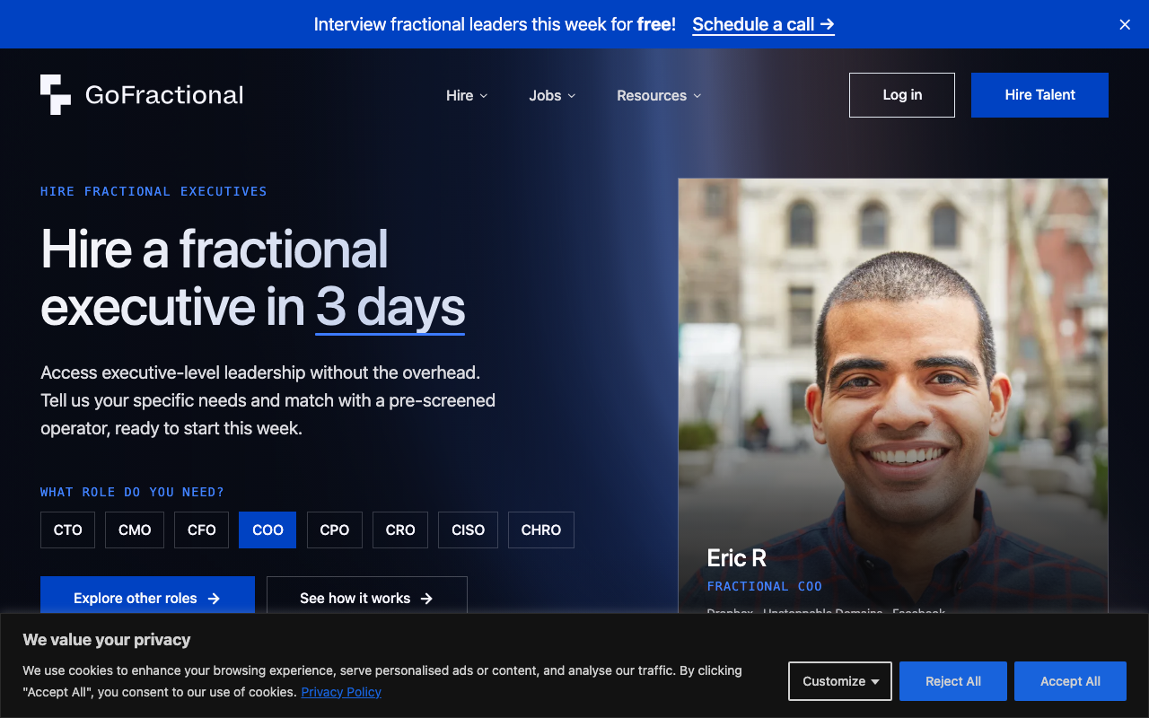 Go Fractional homepage