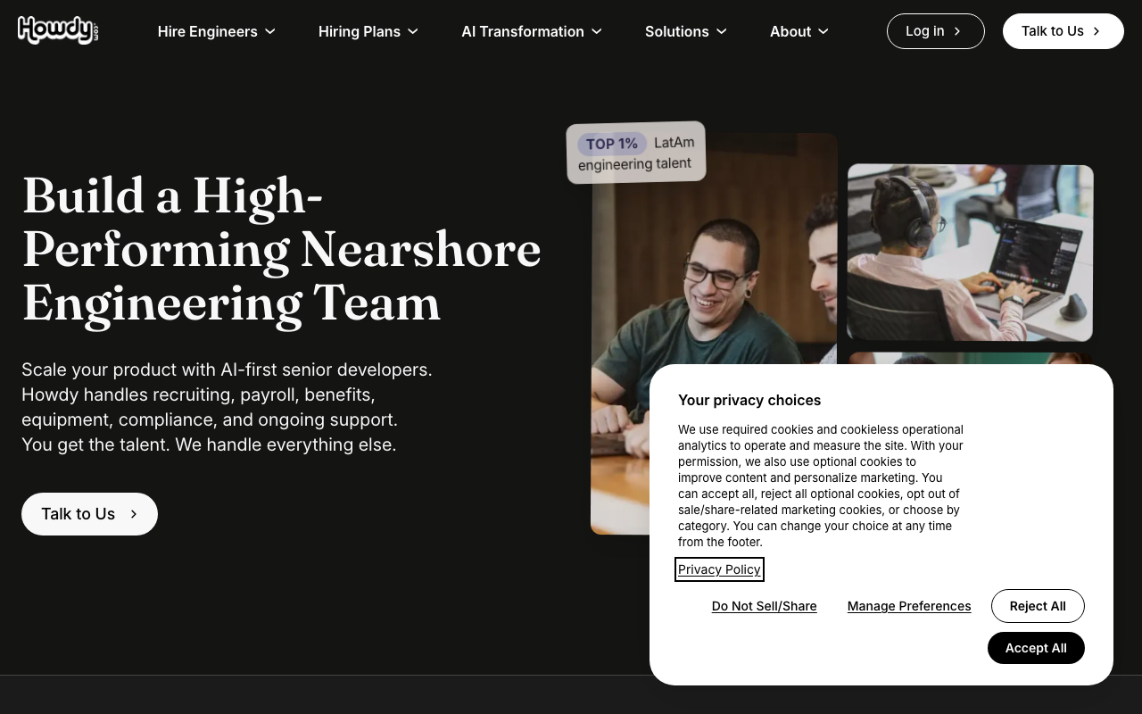 Howdy homepage