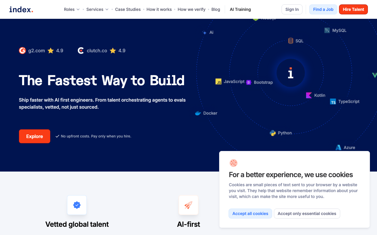 Index.dev homepage