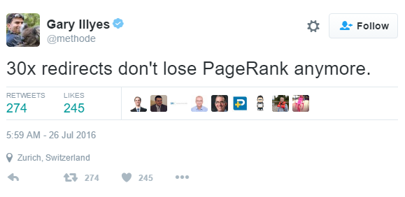 Gary Illyes: 30x redirects don't lose PageRank anymore. 