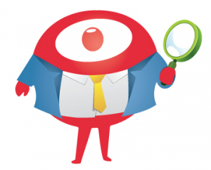 Zoy character with magnifying glass - searching