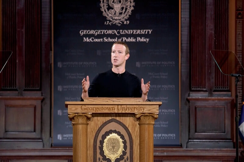 Mark Zuckerberg giving a speech