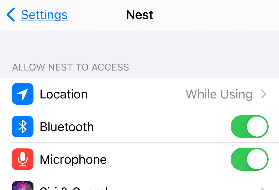Nest settings